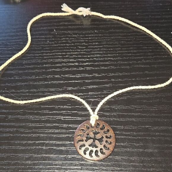 Galaxy Wooden Pendant Necklace Torus Vortex Sacred Geometry Jewel tie y2k boho - Picture 2 of 13